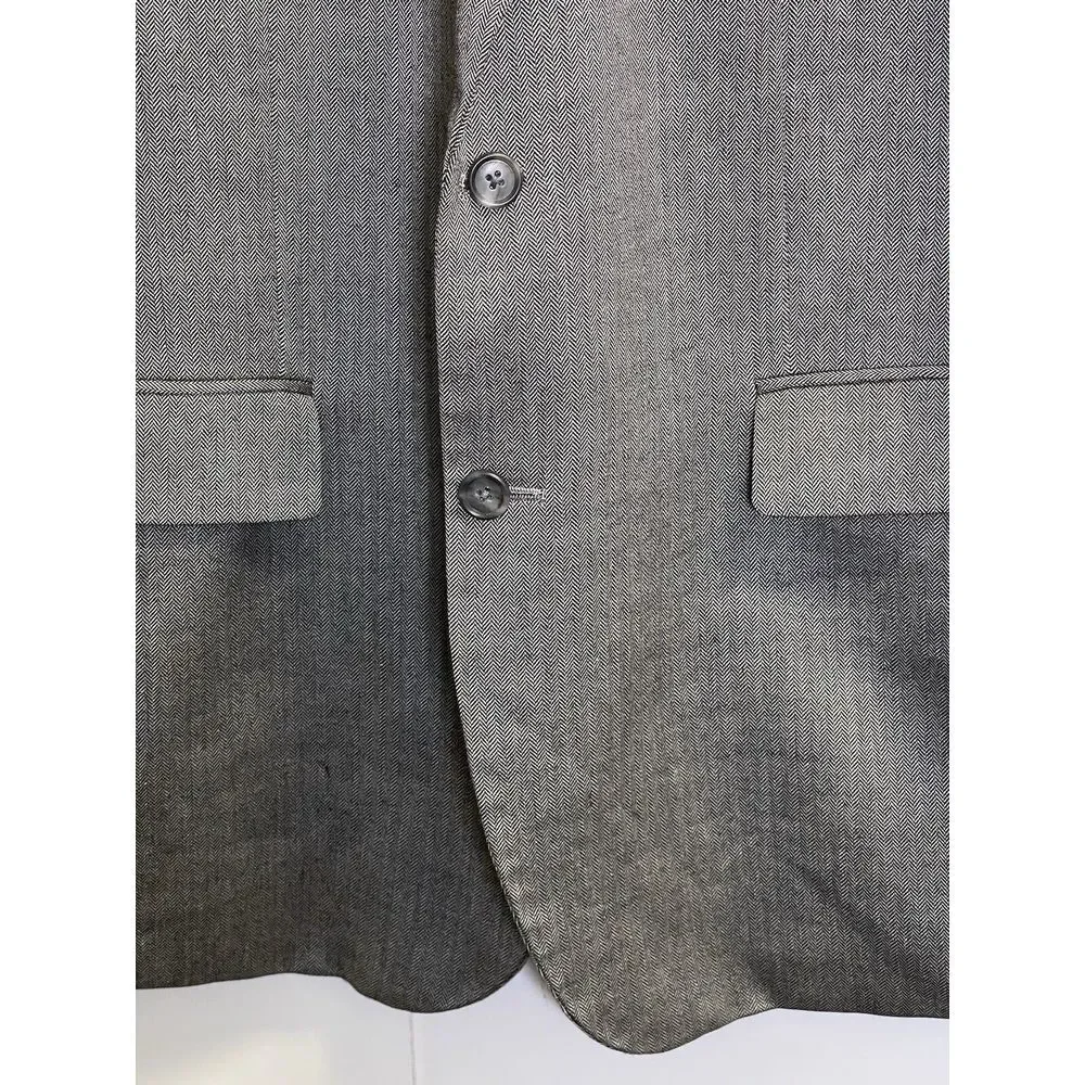 Alan Flusser Men's Blazer 44L Sport Coat Jacket Gray Herringbone Wool/Silk Blend